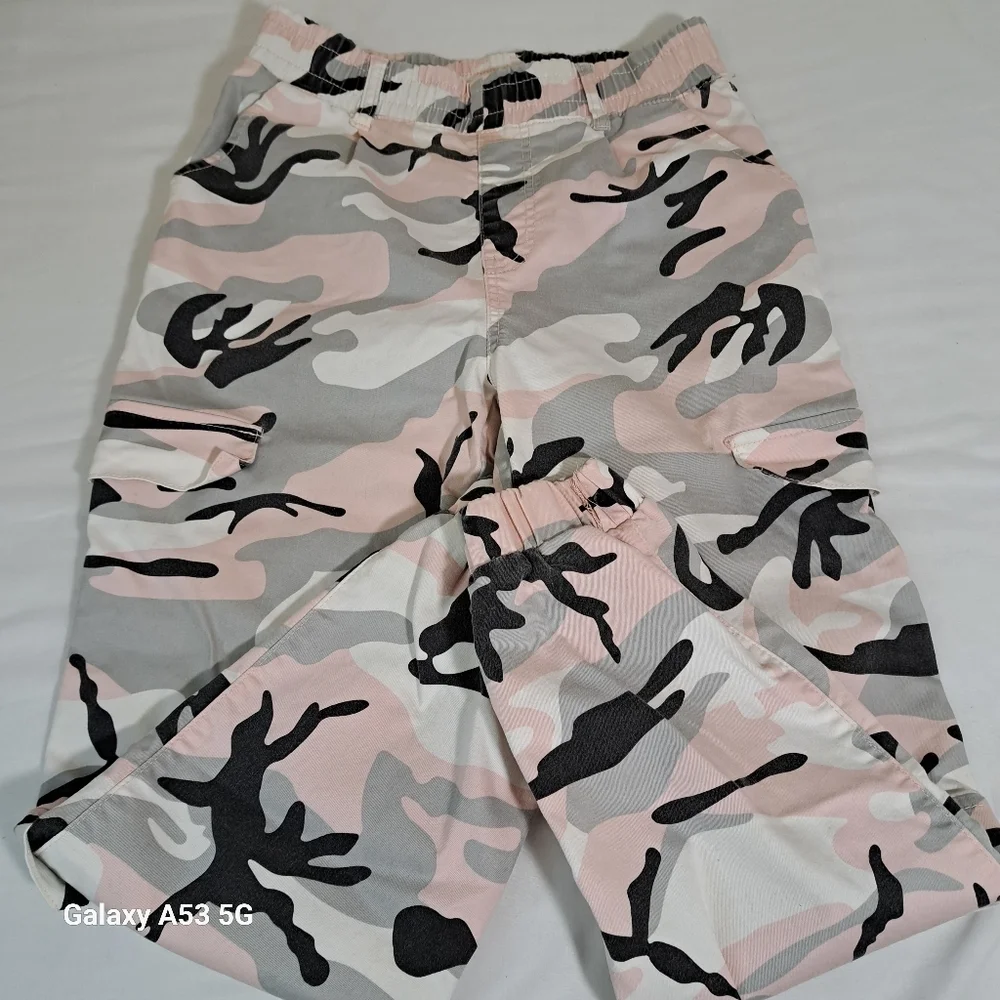 V.I.P. Pink, Black, Gray & White Pull On Cargo Jogger Pants Juniors Size 9